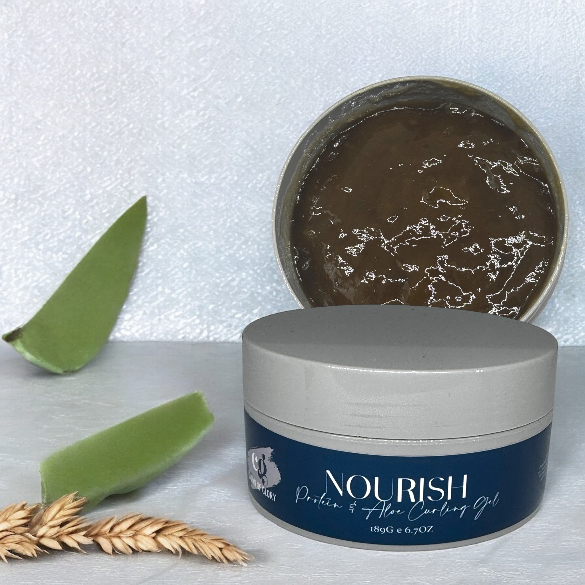 Wheat protein styling gel for soft, defined curls